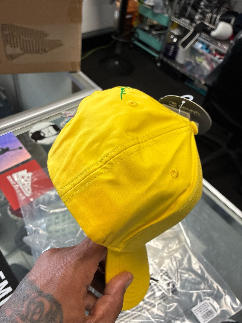 Ayrton Senna Debossed Logo Baseball Cap New NWT Rare OSFM Yellow - Picture 9 of 15